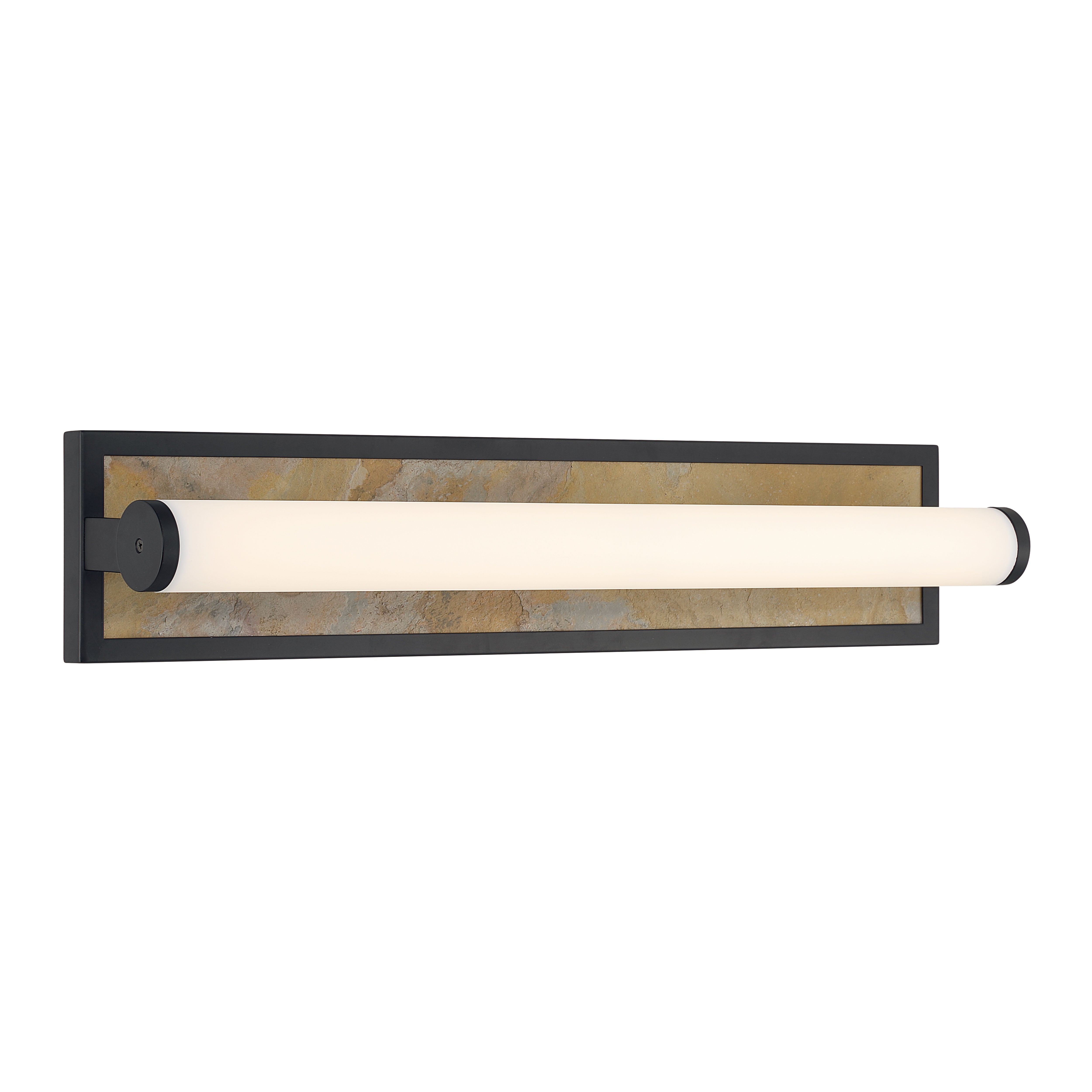Stratum Integrated LED 24in Vanity in Matte Black with Moon Rock Slate - - Golden Lighting