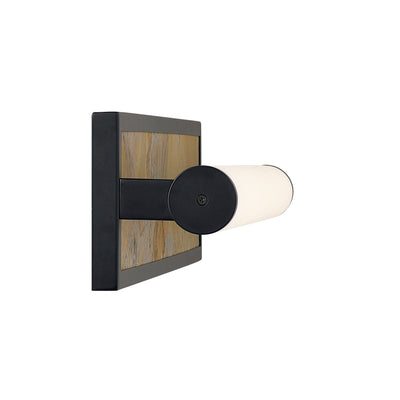 Stratum Integrated LED 24in Vanity in Matte Black with Moon Rock Slate - - Golden Lighting