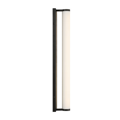 Stratum Integrated LED 24in Vanity in Matte Black with Moon Rock Slate - - Golden Lighting