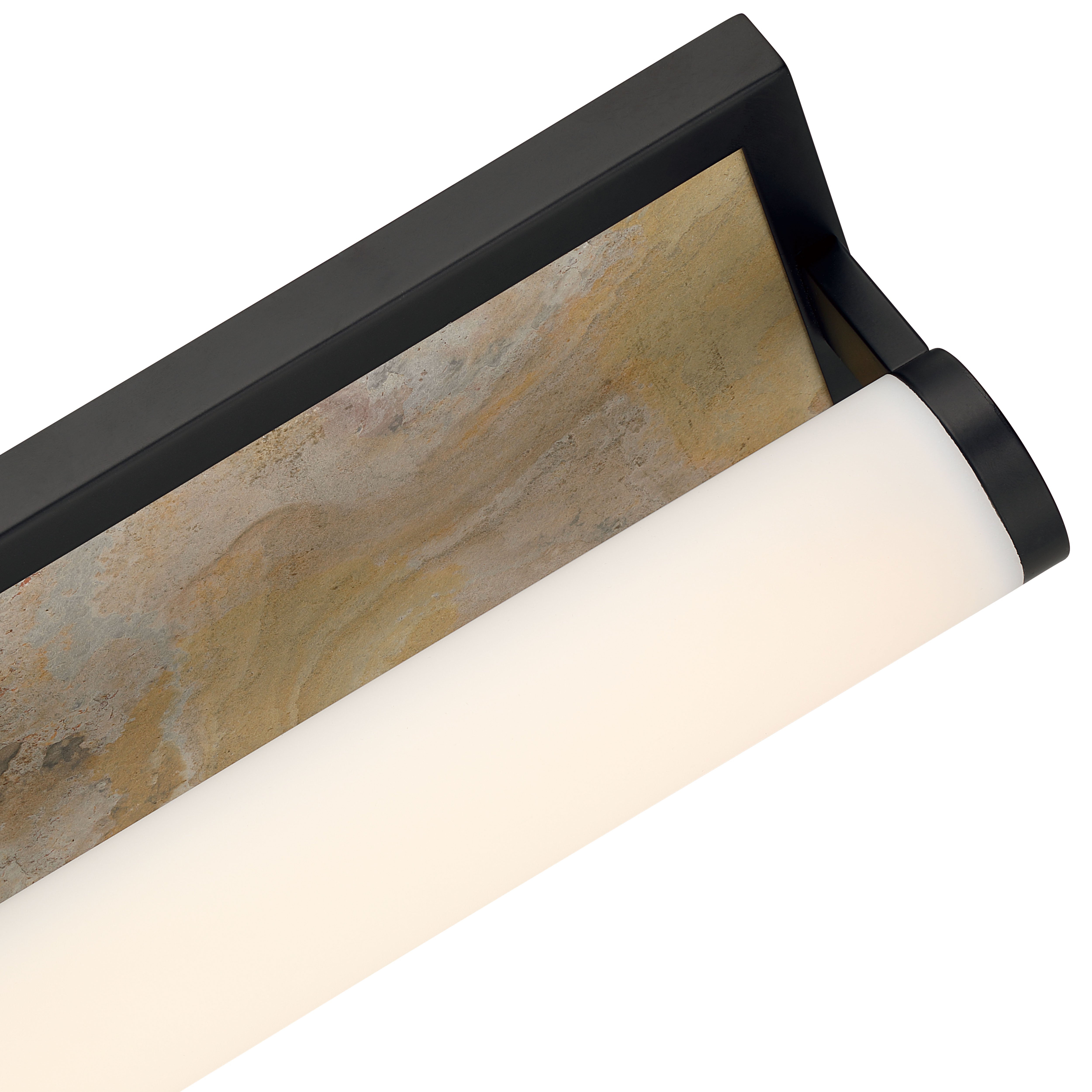 Stratum Integrated LED 24in Vanity in Matte Black with Moon Rock Slate - - Golden Lighting