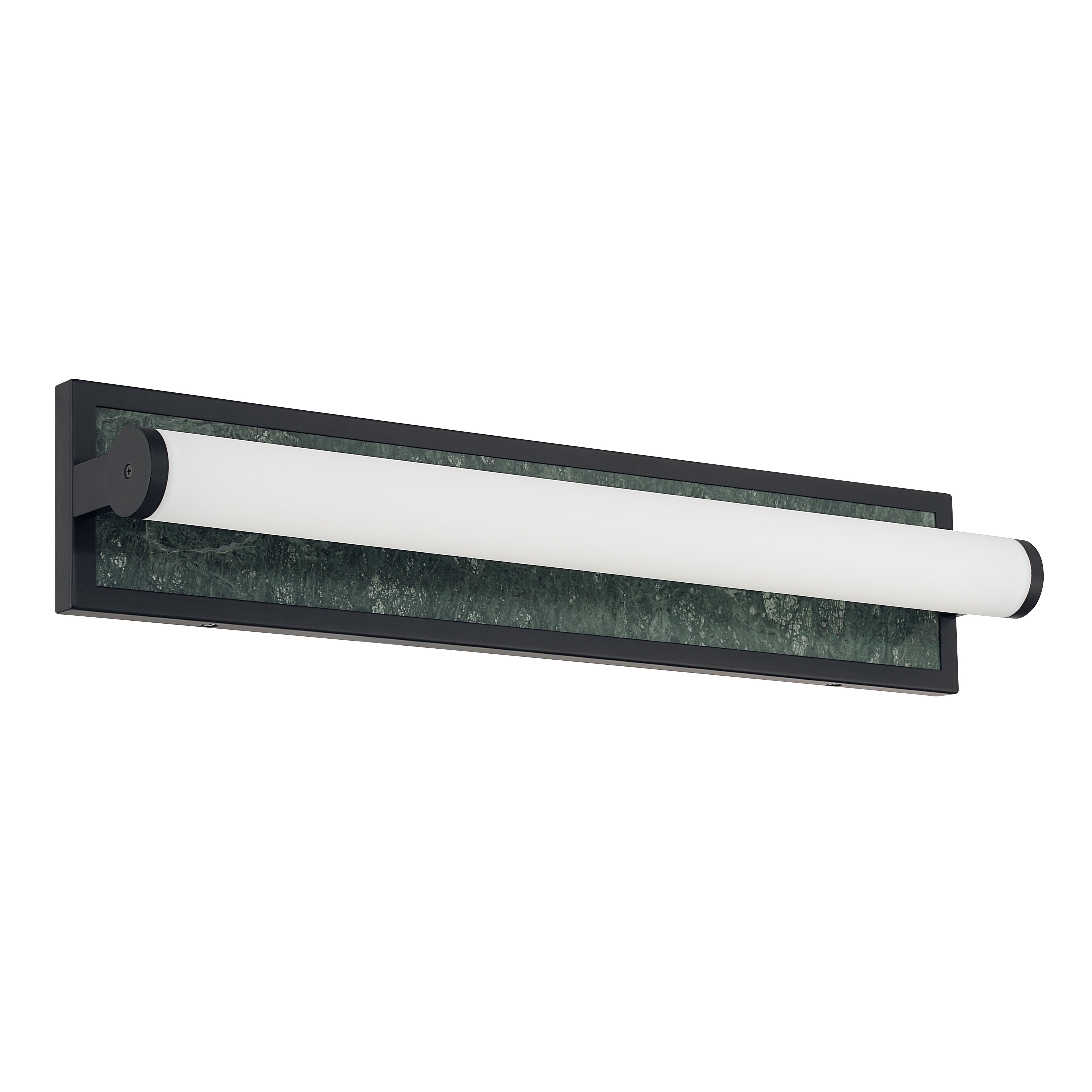 Stratum Integrated LED 24in Vanity in Matte Black with Persian Green Marble - - Golden Lighting