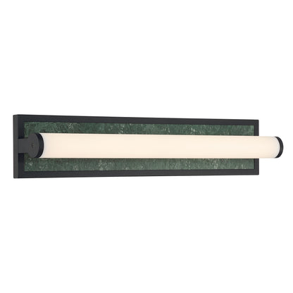 Stratum Integrated LED 24in Vanity in Matte Black with Persian Green Marble - - Golden Lighting