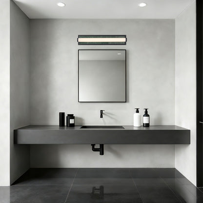 Stratum Integrated LED 24in Vanity in Matte Black with Persian Green Marble - - Golden Lighting