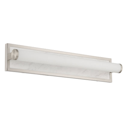 Stratum Integrated LED 24in Vanity in Brushed Nickel with Jazz White Marble - - Golden Lighting