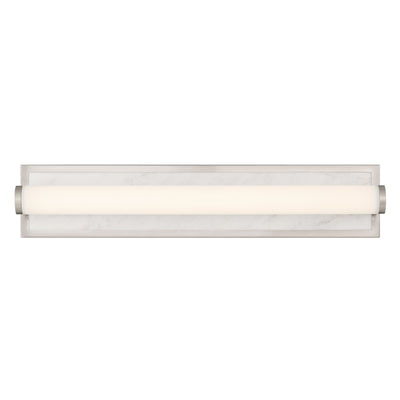 Stratum Integrated LED 24in Vanity in Brushed Nickel with Jazz White Marble - - Golden Lighting
