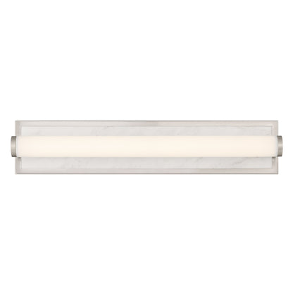 Stratum Integrated LED 24in Vanity in Brushed Nickel with Jazz White Marble - - Golden Lighting
