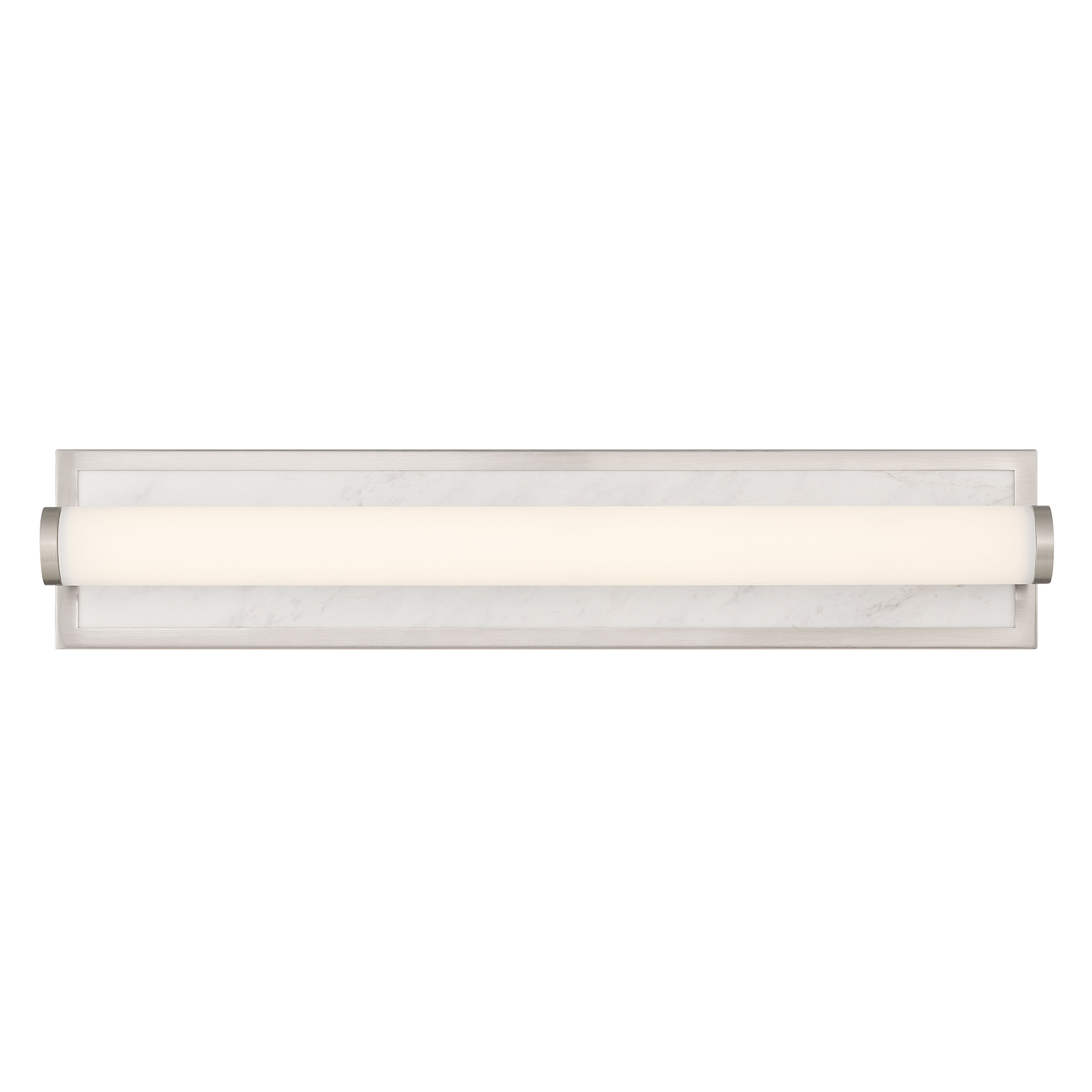 Stratum Integrated LED 24in Vanity in Brushed Nickel with Jazz White Marble