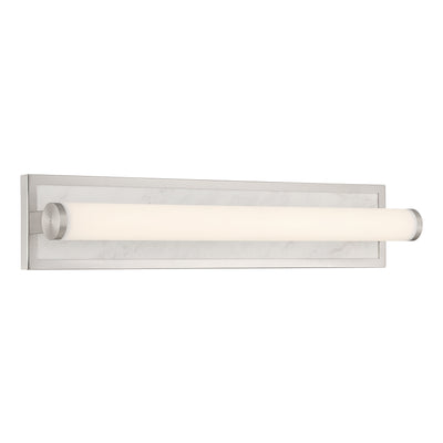 Stratum Integrated LED 24in Vanity in Brushed Nickel with Jazz White Marble - - Golden Lighting