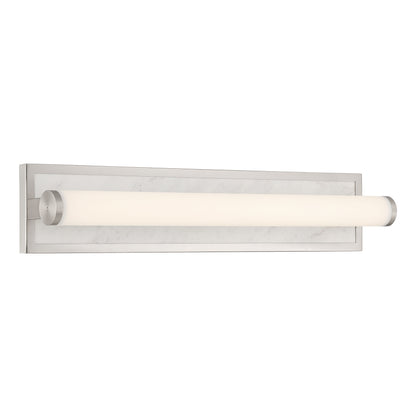 Stratum Integrated LED 24in Vanity in Brushed Nickel with Jazz White Marble - - Golden Lighting