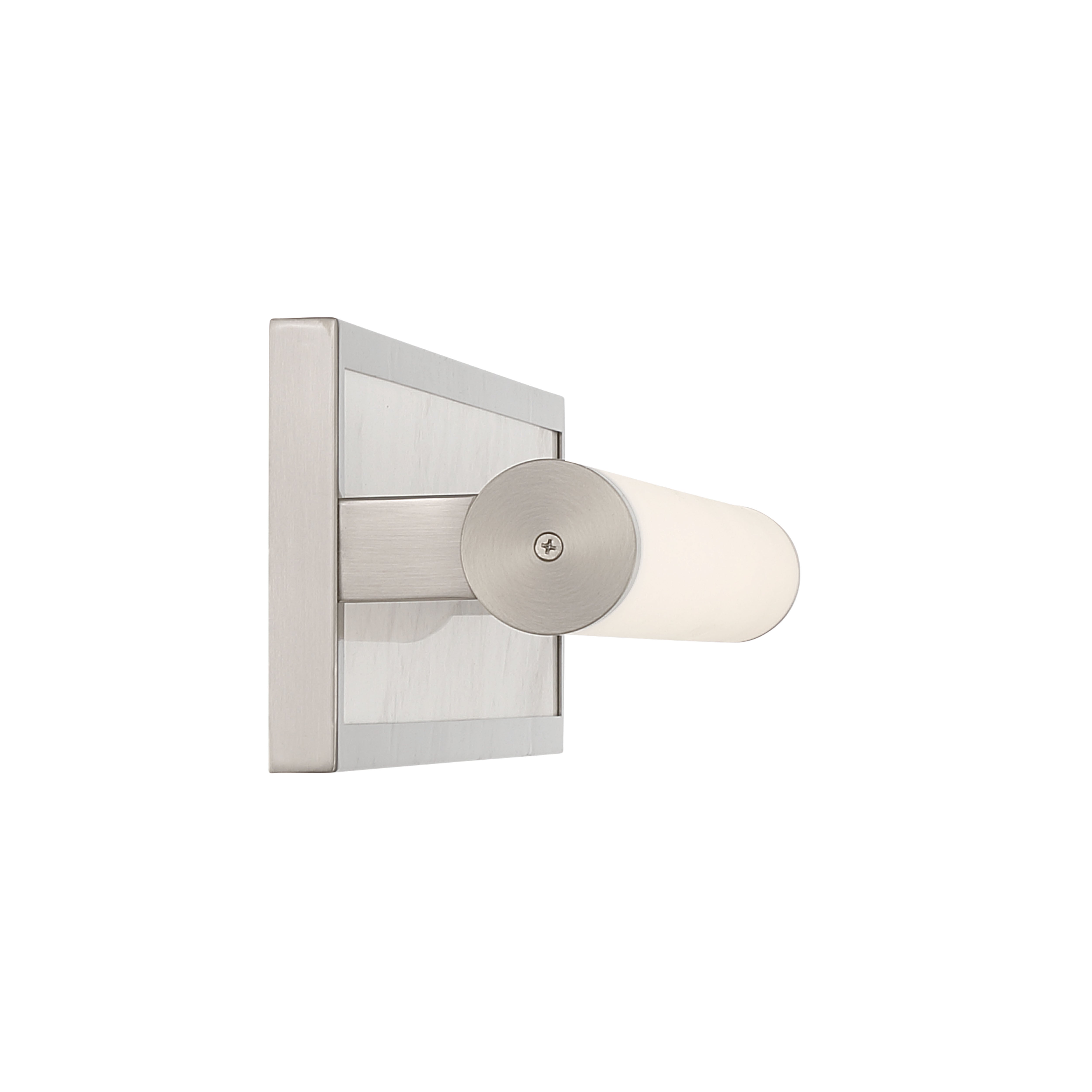Stratum Integrated LED 24in Vanity in Brushed Nickel with Jazz White Marble