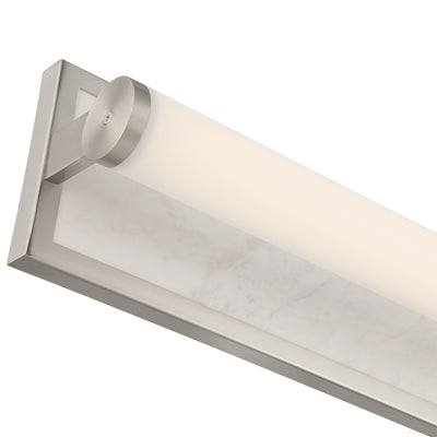 Stratum Integrated LED 24in Vanity in Brushed Nickel with Jazz White Marble - - Golden Lighting