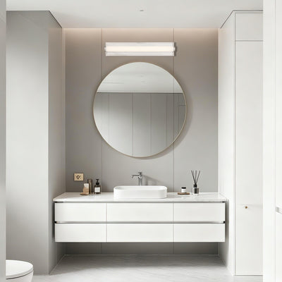 Stratum Integrated LED 24in Vanity in Brushed Nickel with Jazz White Marble - - Golden Lighting
