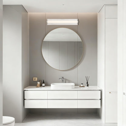 Stratum Integrated LED 24in Vanity in Brushed Nickel with Jazz White Marble - - Golden Lighting