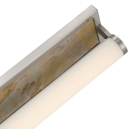 Stratum Integrated LED 24in Vanity in Brushed Nickel with Moon Rock Slate - - Golden Lighting