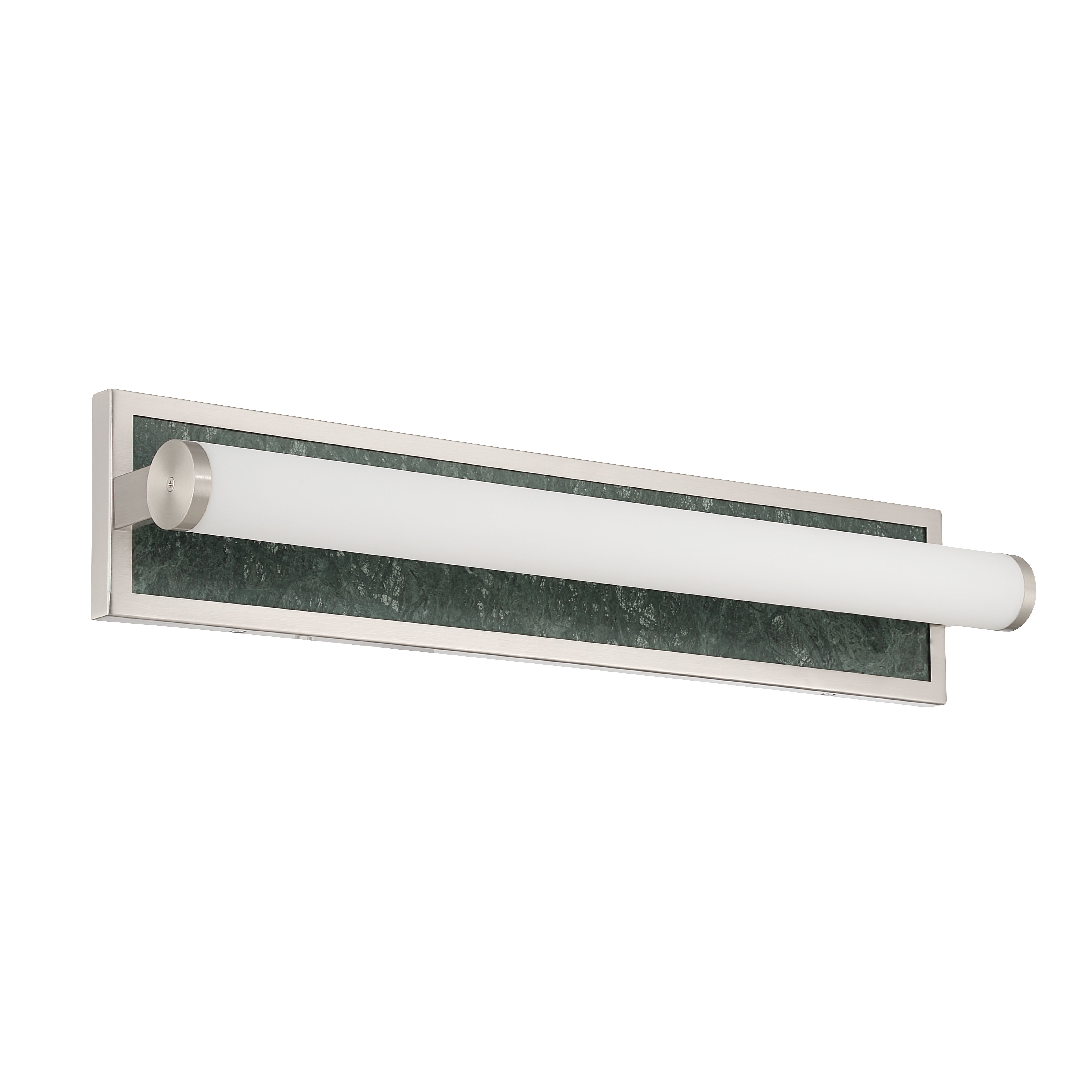 Stratum Integrated LED 24in Vanity in Brushed Nickel with Persian Green Marble