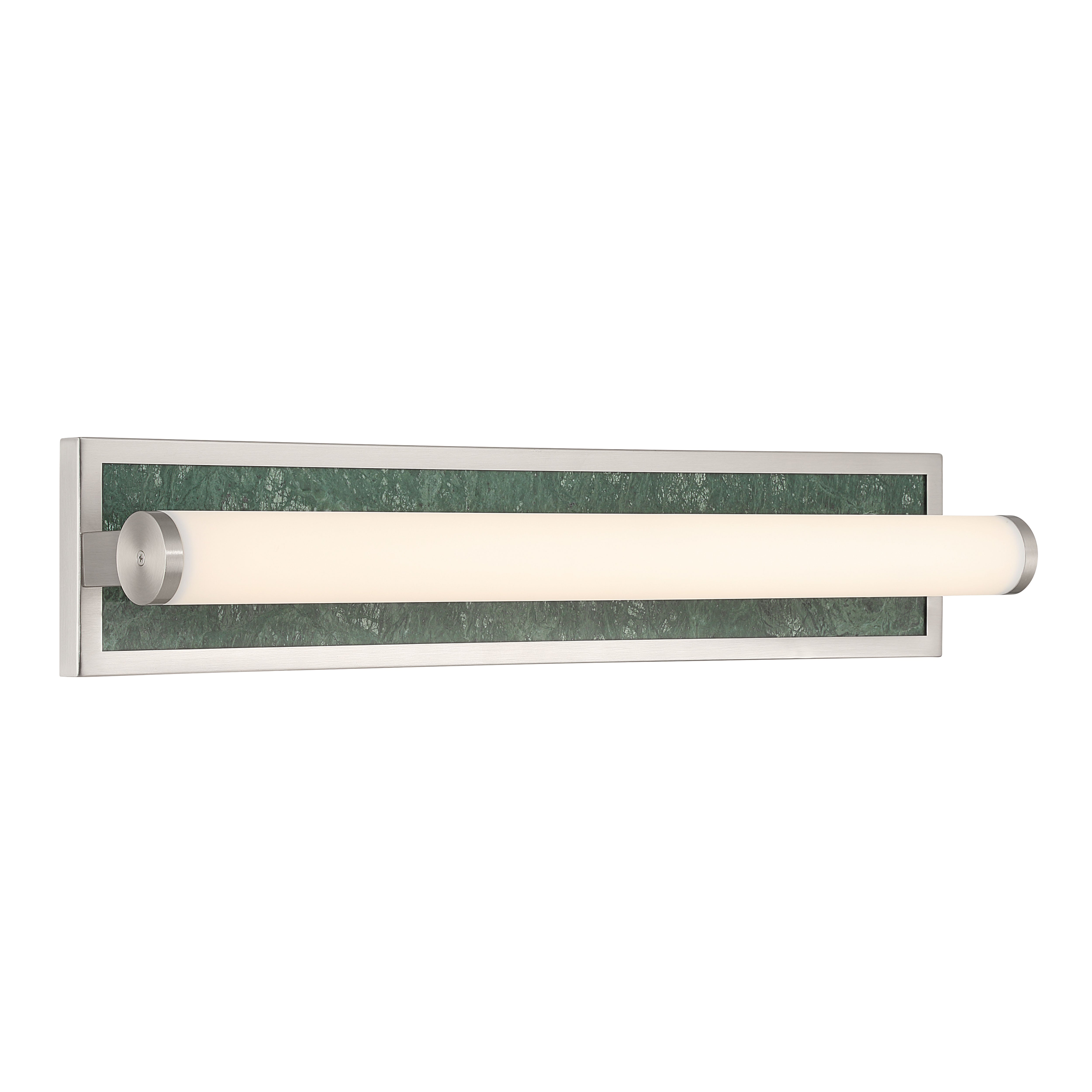Stratum Integrated LED 24in Vanity in Brushed Nickel with Persian Green Marble