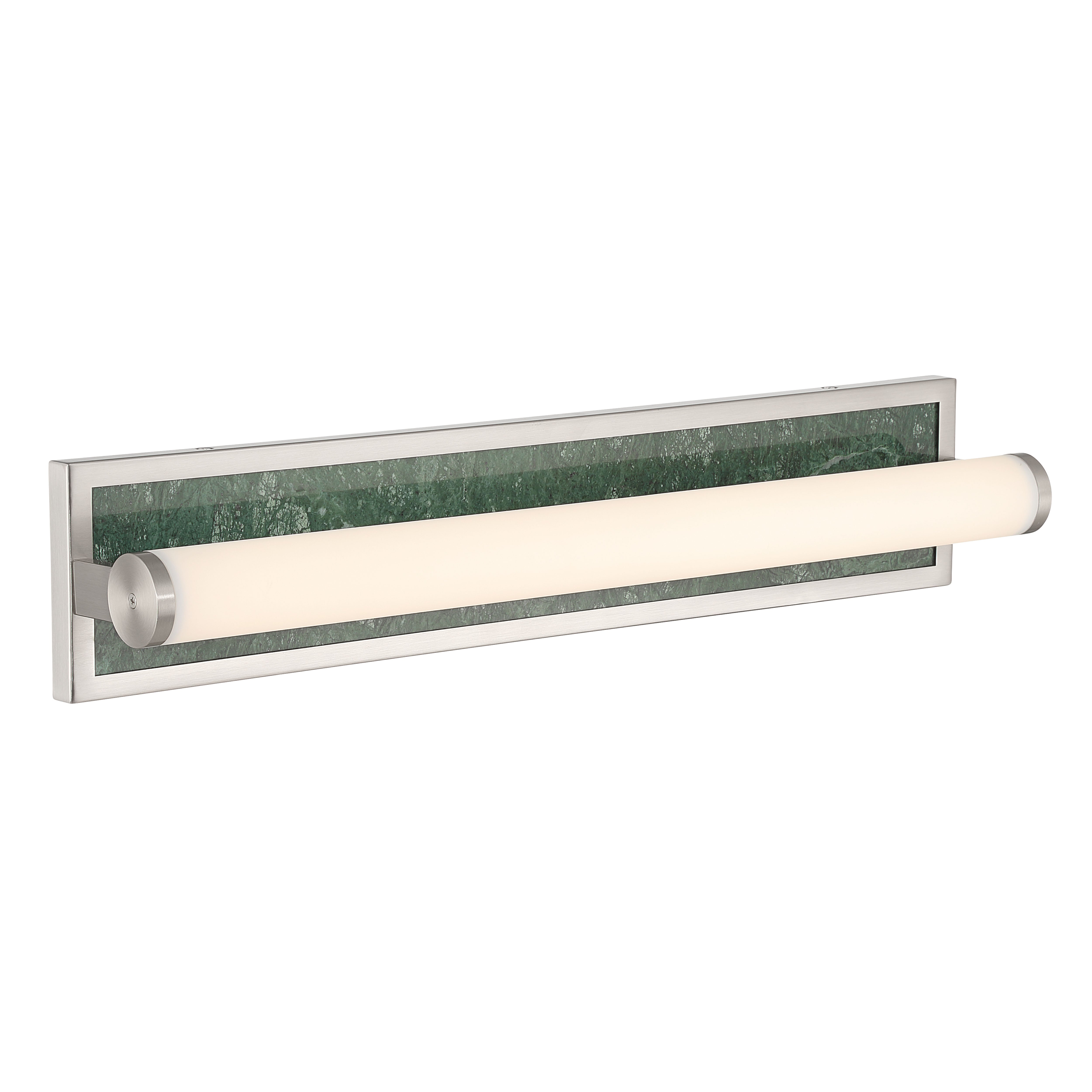 Stratum Integrated LED 24in Vanity in Brushed Nickel with Persian Green Marble