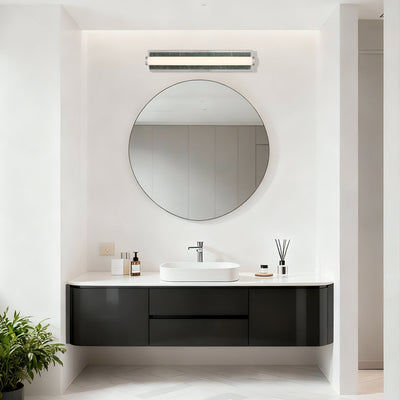 Stratum Integrated LED 24in Vanity in Brushed Nickel with Persian Green Marble - - Golden Lighting