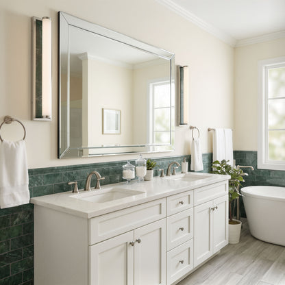 Stratum Integrated LED 24in Vanity in Brushed Nickel with Persian Green Marble - - Golden Lighting