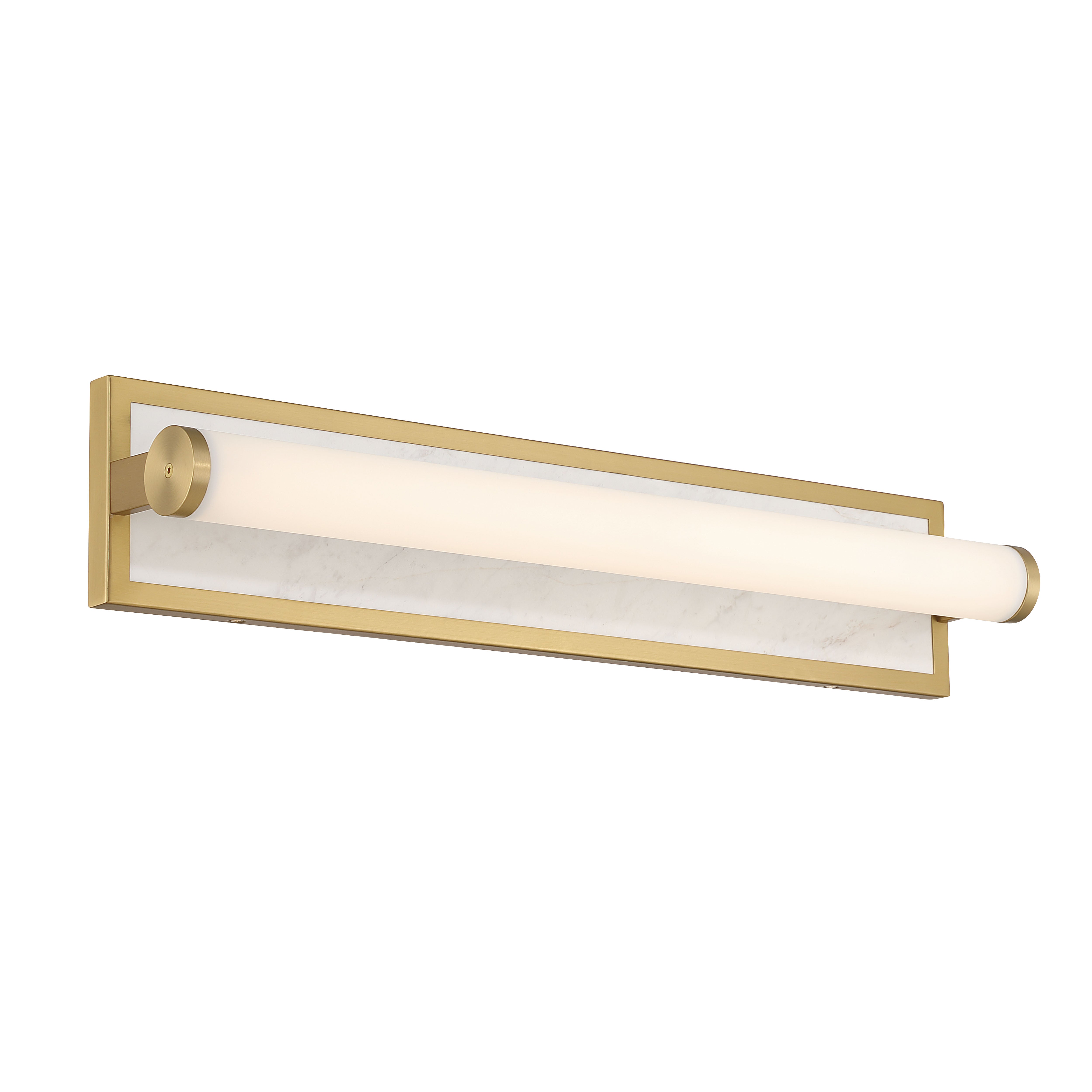 Yep by Golden Lighting Stratum Integrated LED 24in Vanity in Brushed Champagne Brass with Jazz White Marble - - Golden Lighting