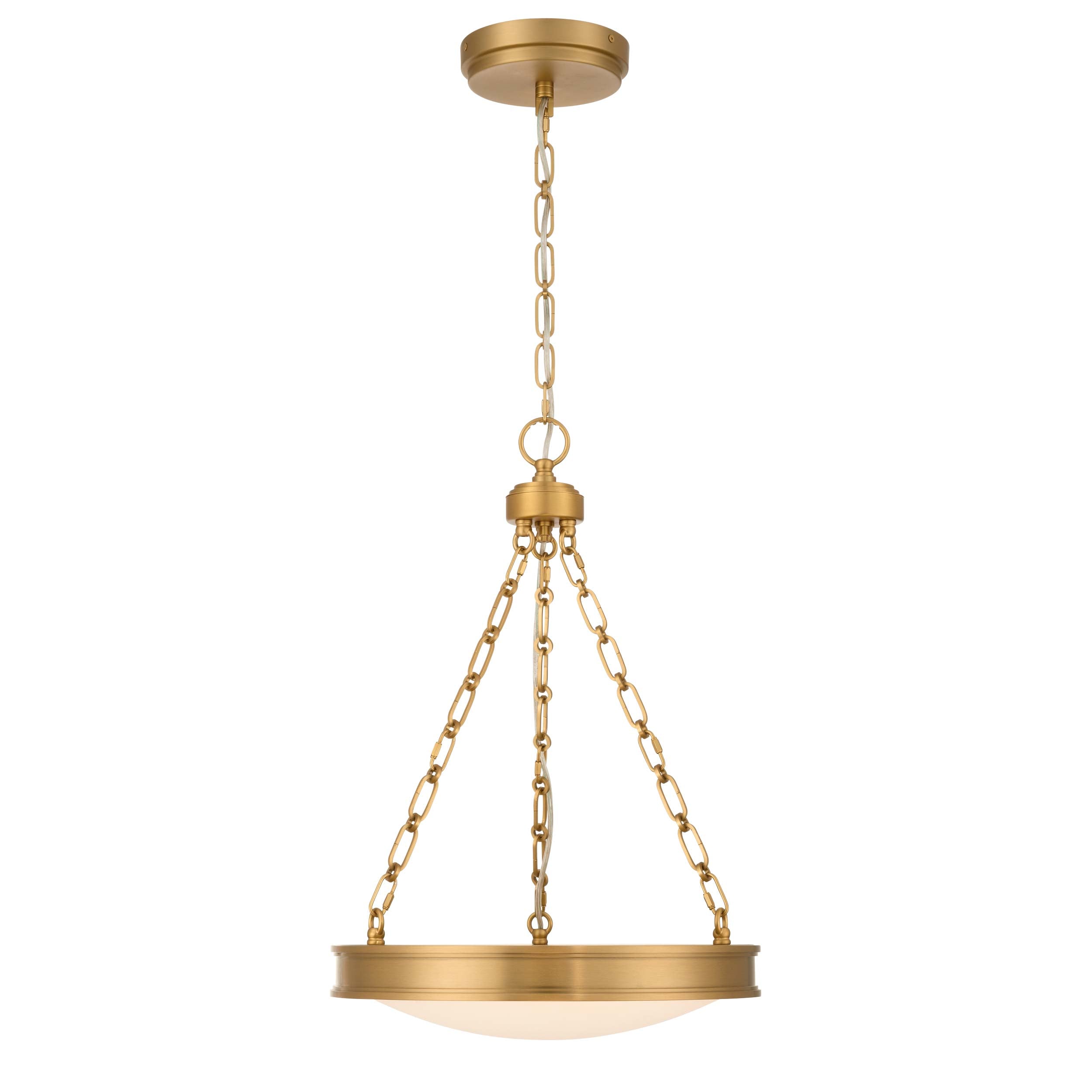 Golden Lighting Cameron Integrated LED 17in Pendant in Brushed Champagne Brass with Etched Glass
