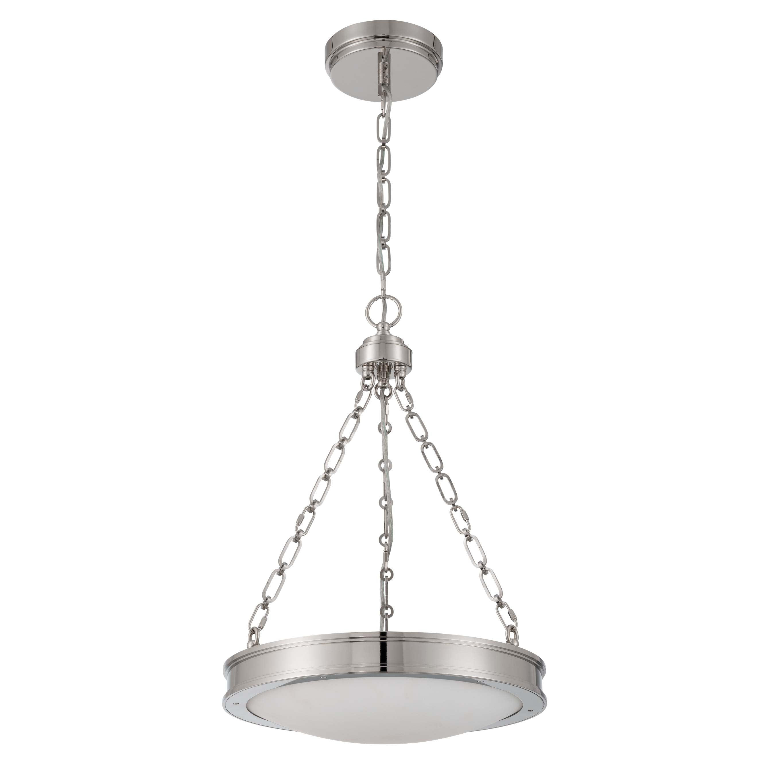 Golden Lighting Cameron Integrated LED 17in Pendant in Polished Nickel with Etched Glass