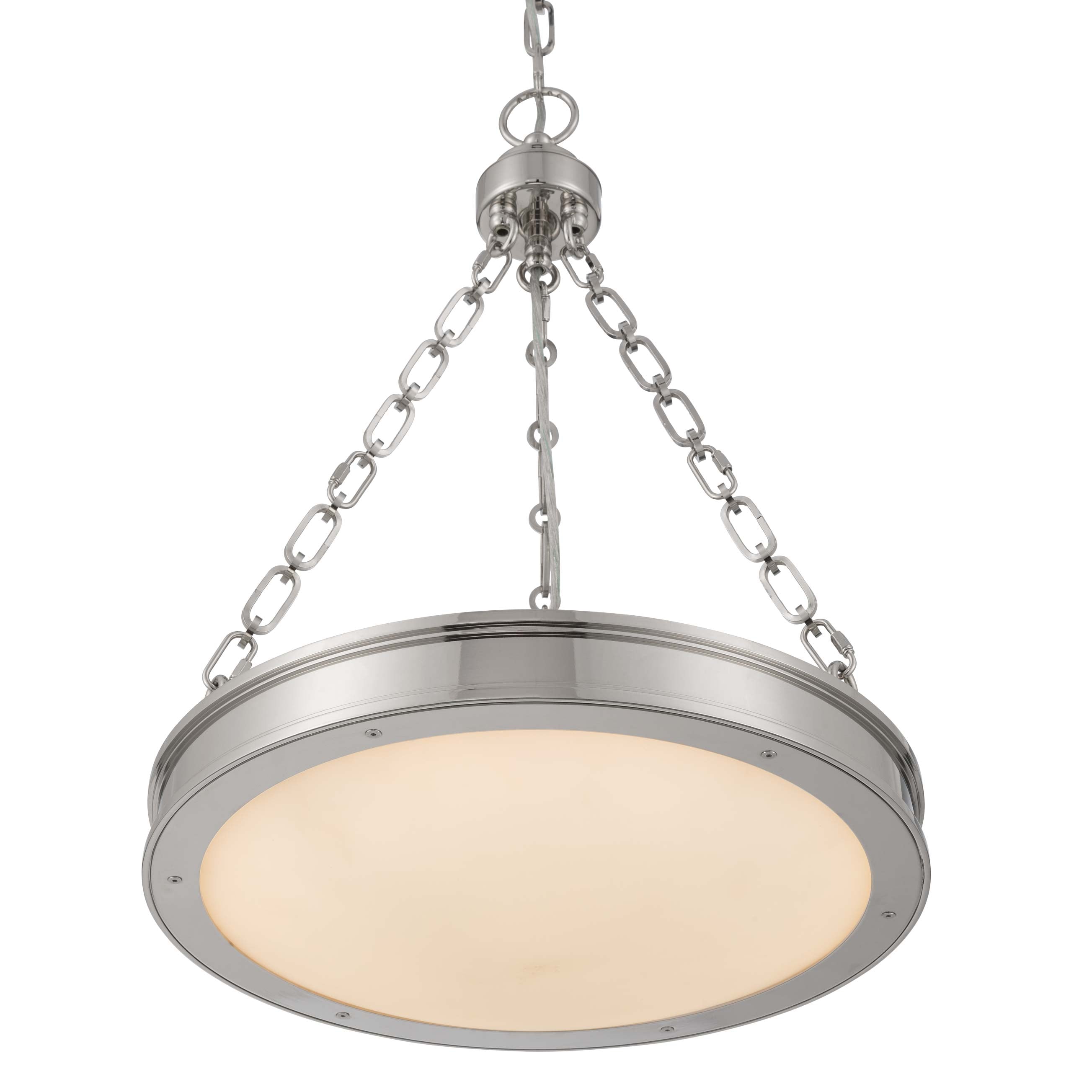 Golden Lighting Cameron Integrated LED 17in Pendant in Polished Nickel with Etched Glass