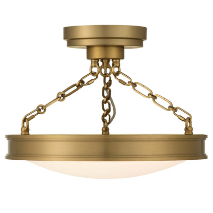Cameron LED 17in Semi-Flush Brushed Champagne Brass & Etched Glass - - Golden Lighting