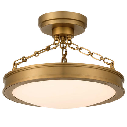 Cameron LED 17in Semi-Flush Brushed Champagne Brass & Etched Glass - - Golden Lighting