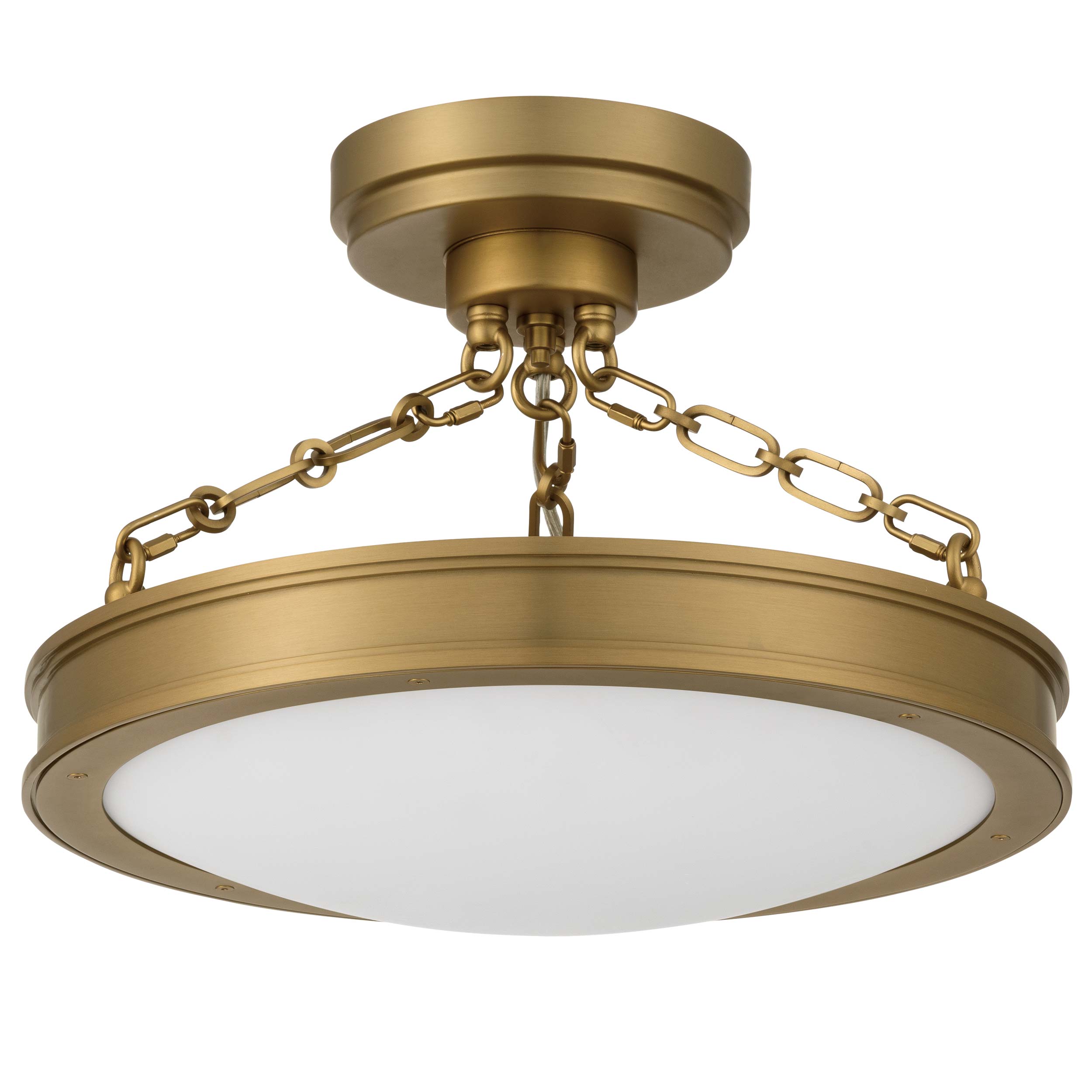 Cameron LED 17in Semi-Flush Brushed Champagne Brass & Etched Glass - - Golden Lighting