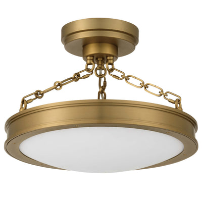 Cameron LED 17in Semi-Flush Brushed Champagne Brass & Etched Glass, alternate view - Golden Lighting