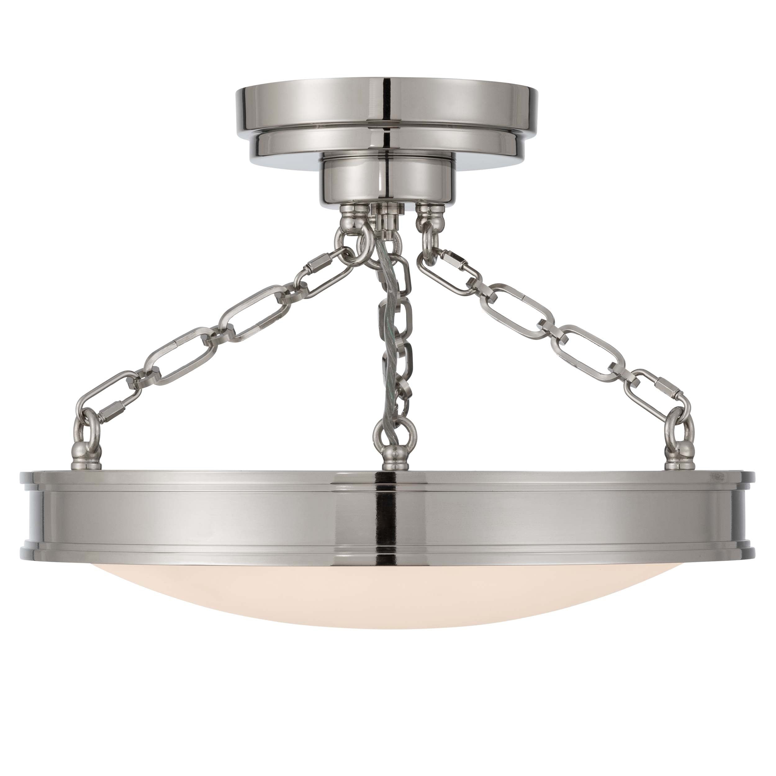 Cameron LED 17in Semi-Flush Mount in Polished Nickel with Etched Glass - - Golden Lighting