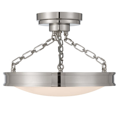 Cameron LED 17in Semi-Flush Mount in Polished Nickel with Etched Glass, alternate view - Golden Lighting