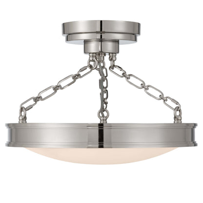 Cameron LED 17in Semi-Flush Mount in Polished Nickel with Etched Glass - - Golden Lighting
