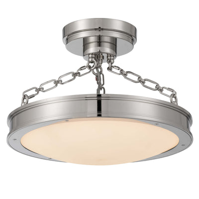 Cameron LED 17in Semi-Flush Mount in Polished Nickel with Etched Glass - Golden Lighting