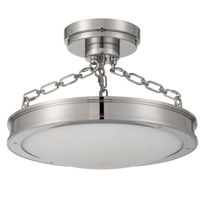 Cameron LED 17in Semi-Flush Mount in Polished Nickel with Etched Glass, alternate view - Golden Lighting