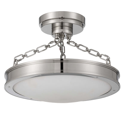 Cameron LED 17in Semi-Flush Mount in Polished Nickel with Etched Glass - - Golden Lighting