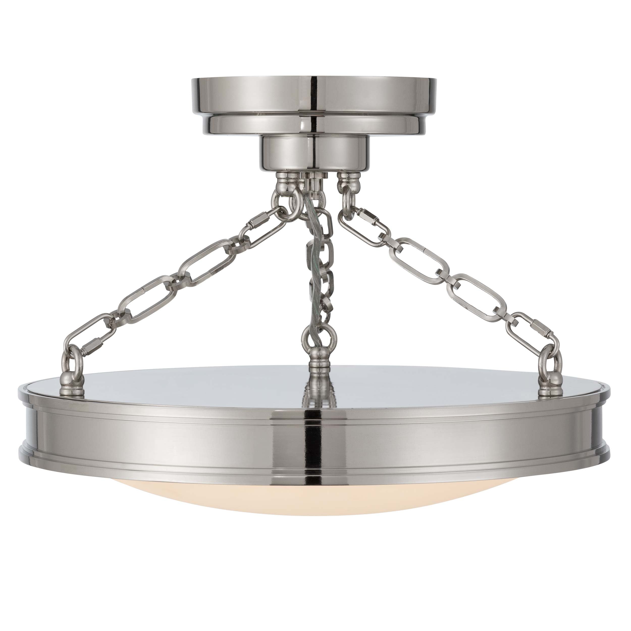Cameron LED 17in Semi-Flush Mount in Polished Nickel with Etched Glass - - Golden Lighting