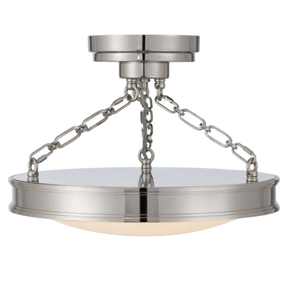 Cameron LED 17in Semi-Flush Mount in Polished Nickel with Etched Glass - - Golden Lighting