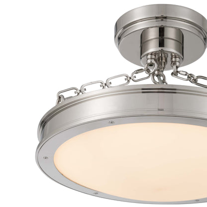 Cameron LED 17in Semi-Flush Mount in Polished Nickel with Etched Glass - - Golden Lighting