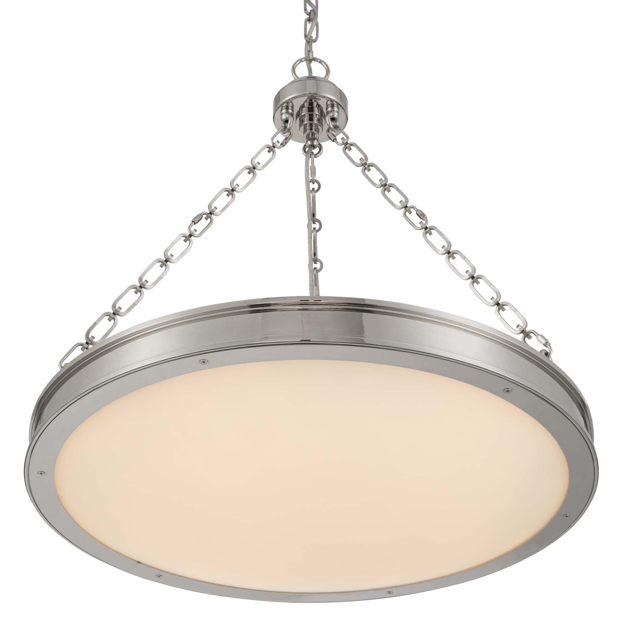 Golden Lighting Cameron Integrated LED 24in Pendant in Polished Nickel with Etched Glass