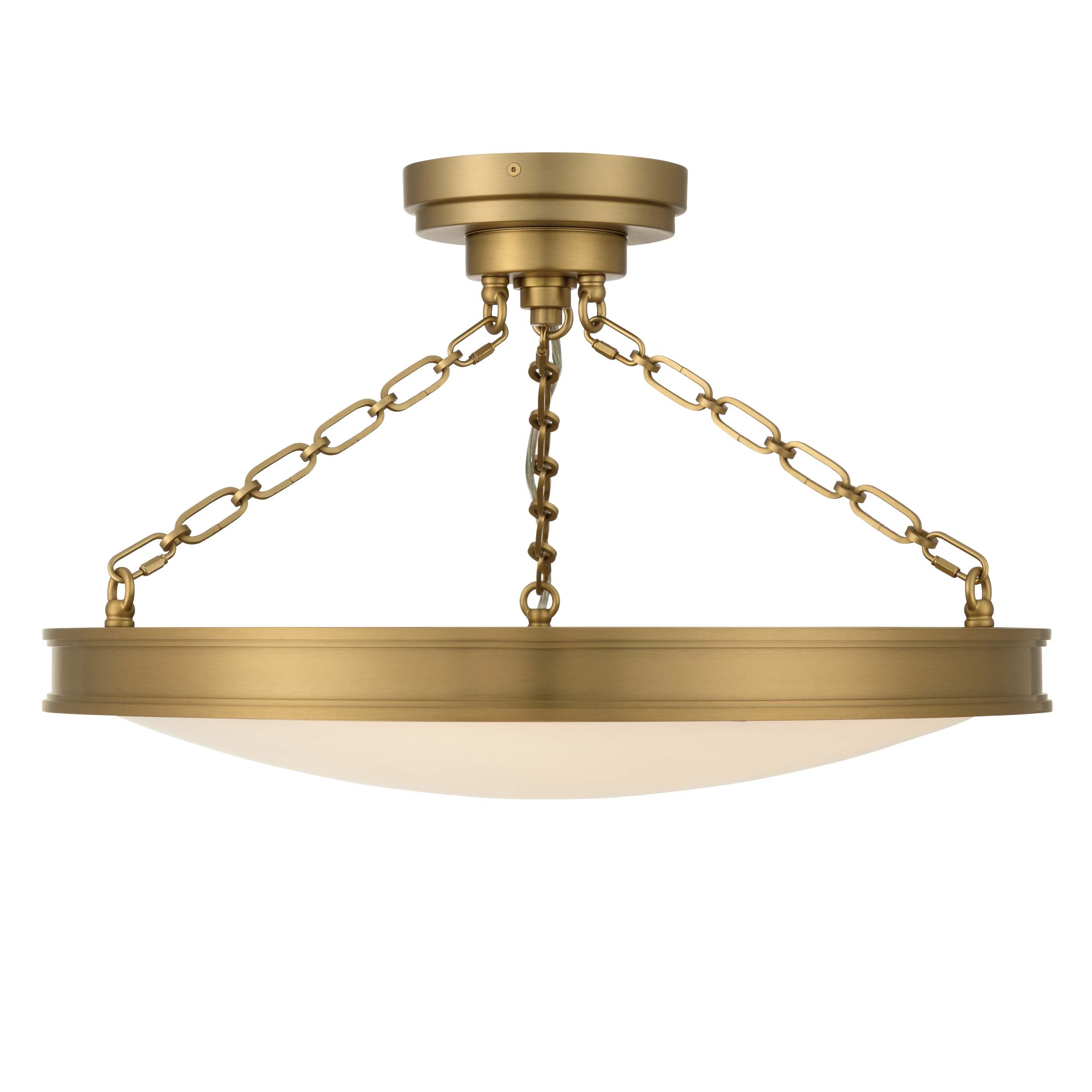 Cameron Integrated LED 24in Semi-Flush Mount in Brushed Champgne Brass with Etched Glass - - Golden Lighting