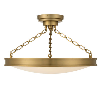 Cameron Integrated LED 24in Semi-Flush Mount in Brushed Champgne Brass with Etched Glass, alternate view - Golden Lighting