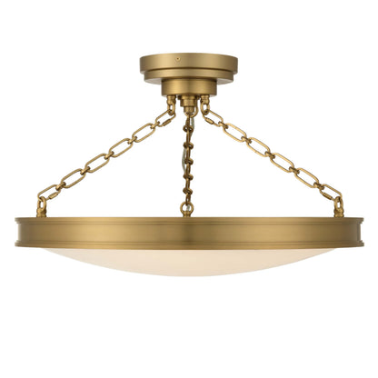 Cameron Integrated LED 24in Semi-Flush Mount in Brushed Champgne Brass with Etched Glass - - Golden Lighting