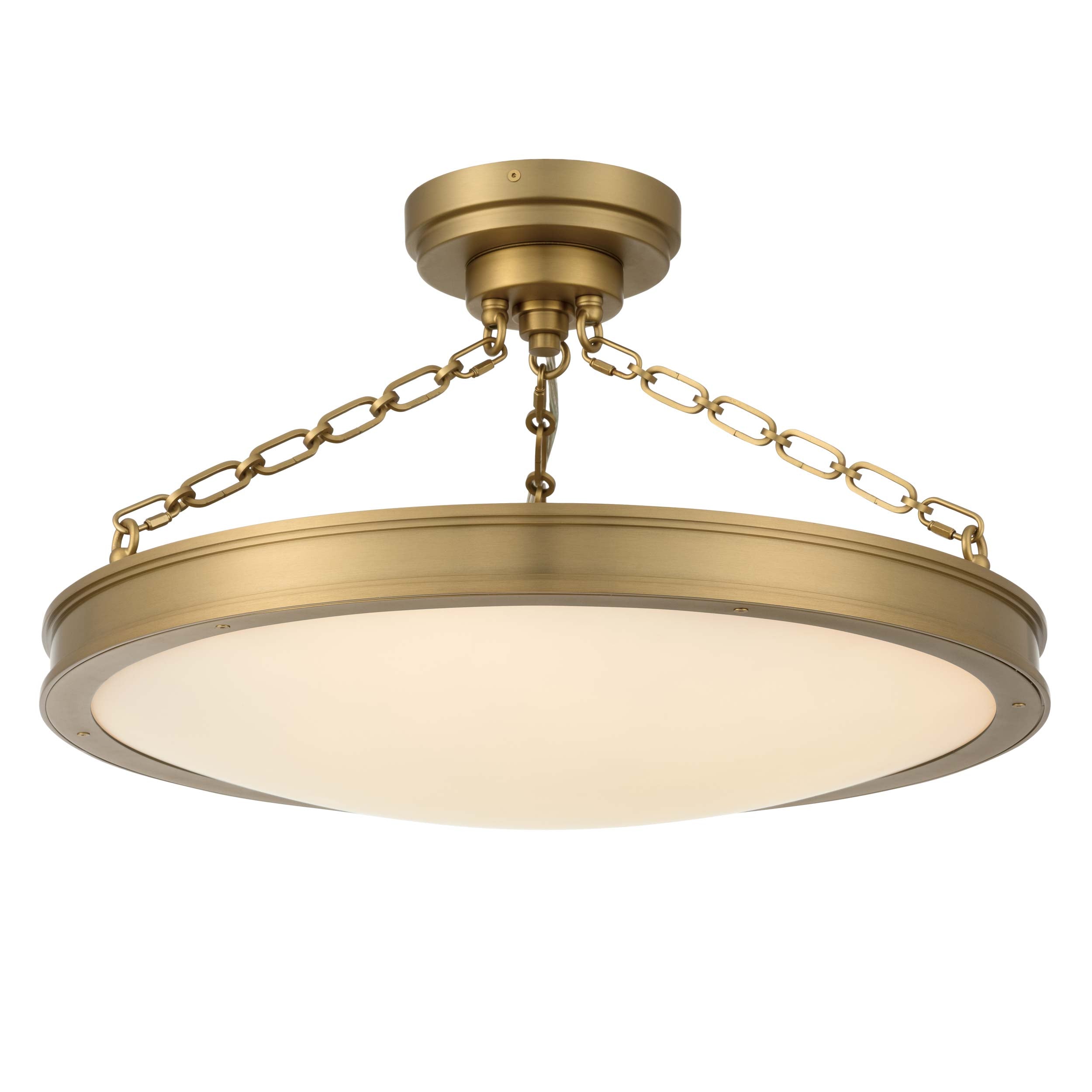 Cameron Integrated LED 24in Semi-Flush Mount in Brushed Champgne Brass with Etched Glass - - Golden Lighting