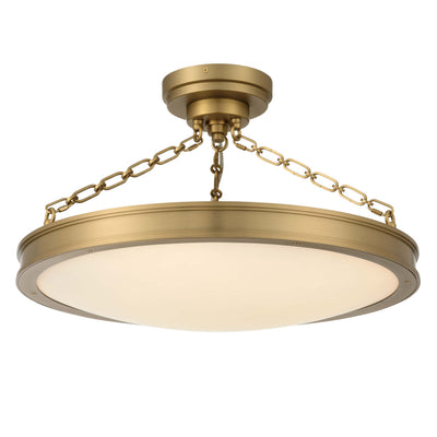 Cameron Integrated LED 24in Semi-Flush Mount in Brushed Champgne Brass with Etched Glass - Golden Lighting