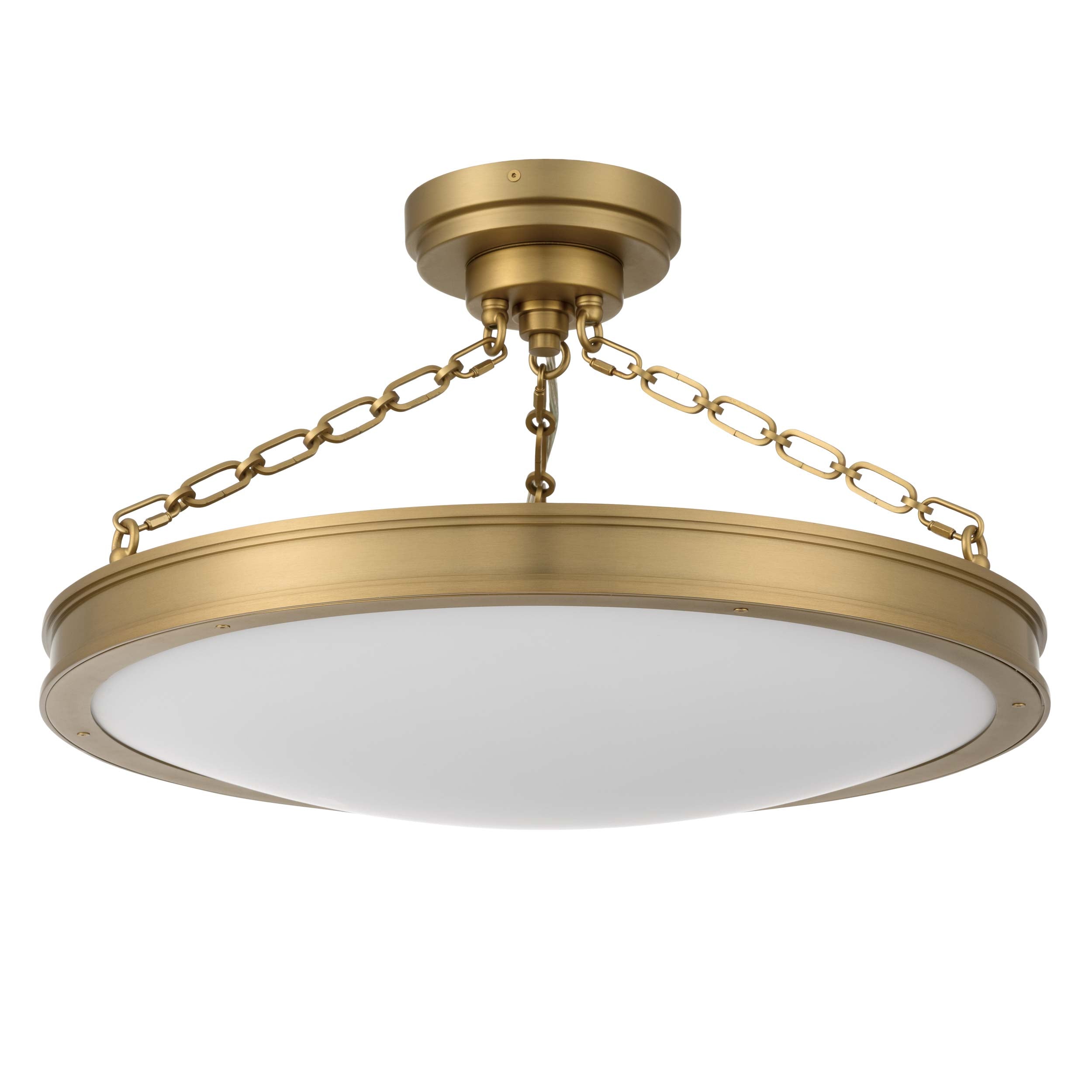Cameron Integrated LED 24in Semi-Flush Mount in Brushed Champgne Brass with Etched Glass - - Golden Lighting