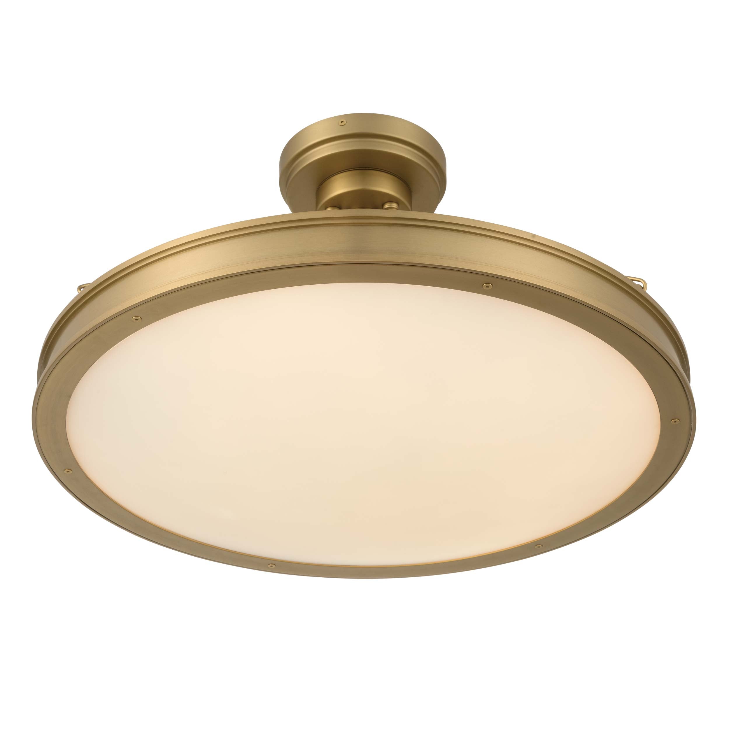 Cameron Integrated LED 24in Semi-Flush Mount in Brushed Champgne Brass with Etched Glass - - Golden Lighting