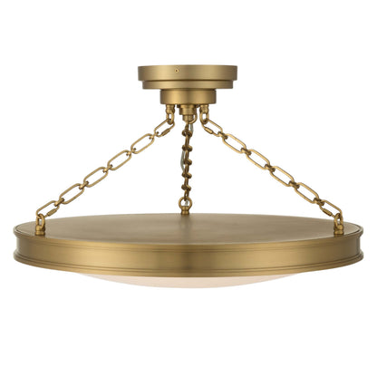 Cameron Integrated LED 24in Semi-Flush Mount in Brushed Champgne Brass with Etched Glass - - Golden Lighting