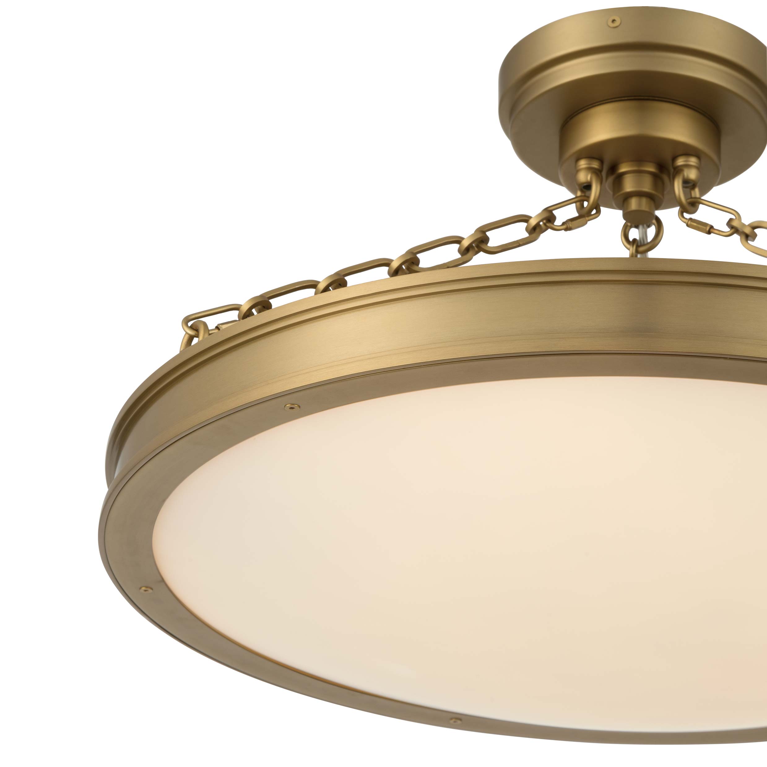 Cameron Integrated LED 24in Semi-Flush Mount in Brushed Champgne Brass with Etched Glass - - Golden Lighting